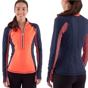 Orange and Navy Striped Athletic Jacket